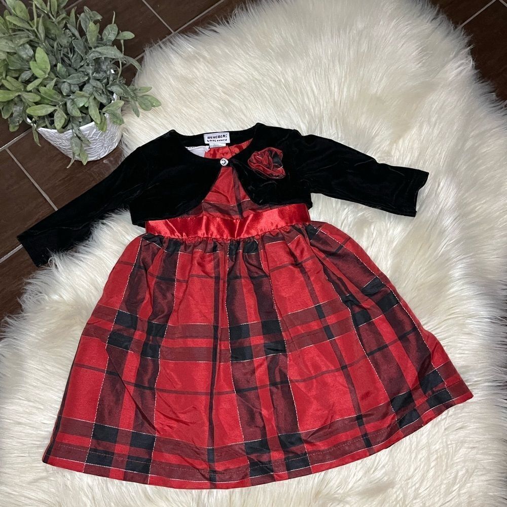 Blueberi Boulevard red/black holiday dress 2 pc sz 2T